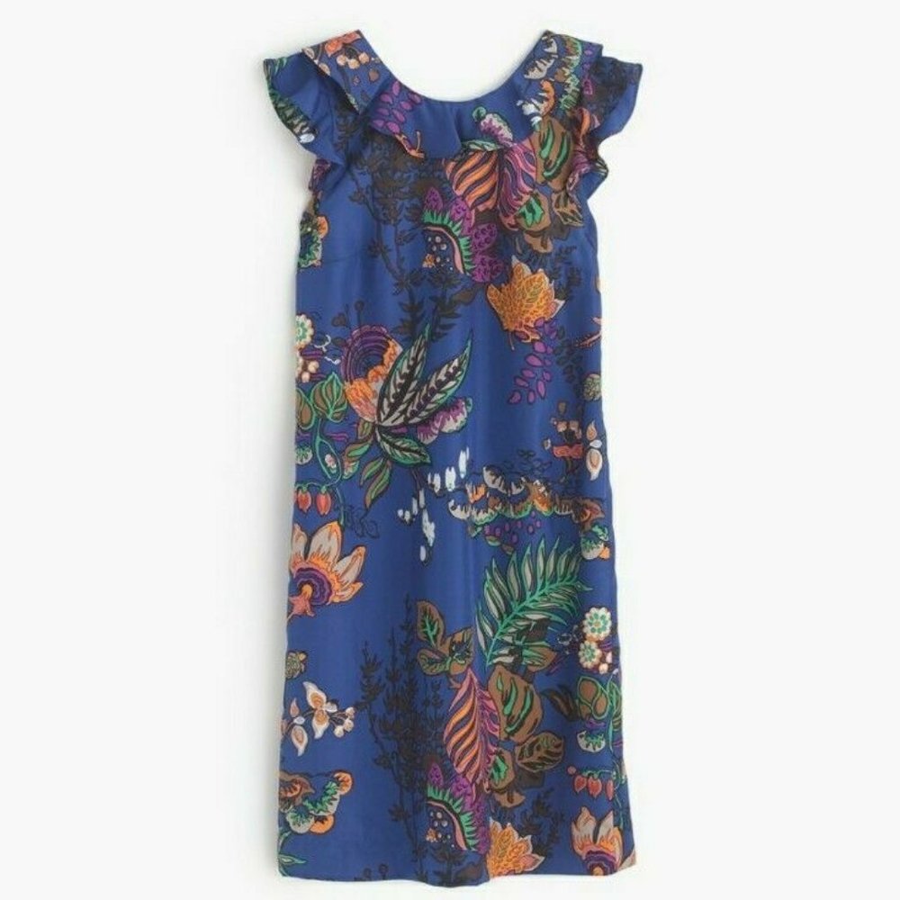 JCrew Ruffle Dress in Tropical Floral Sz 2 F3884